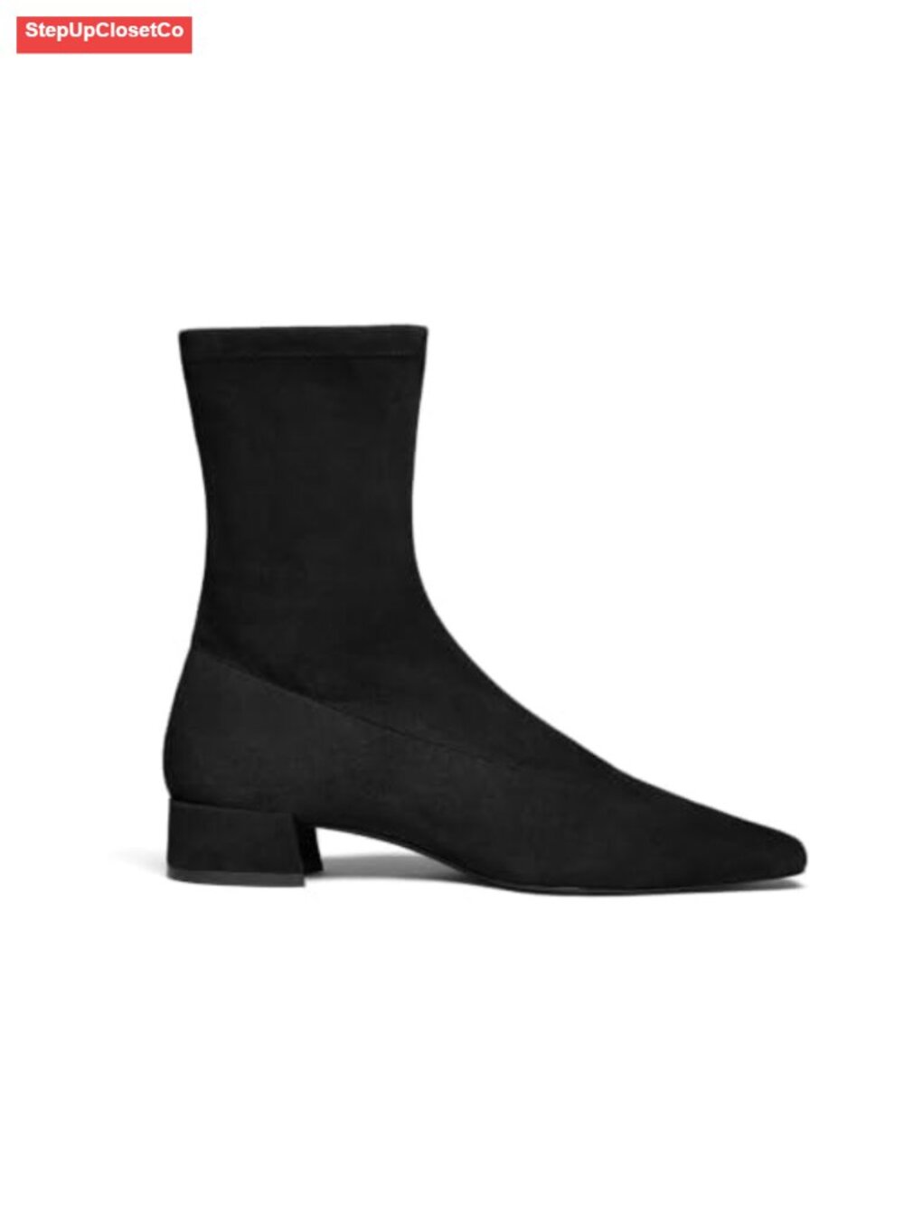 Faux Suede Ankle Boots Chunky Low Heel Square Toe Zipper Booties